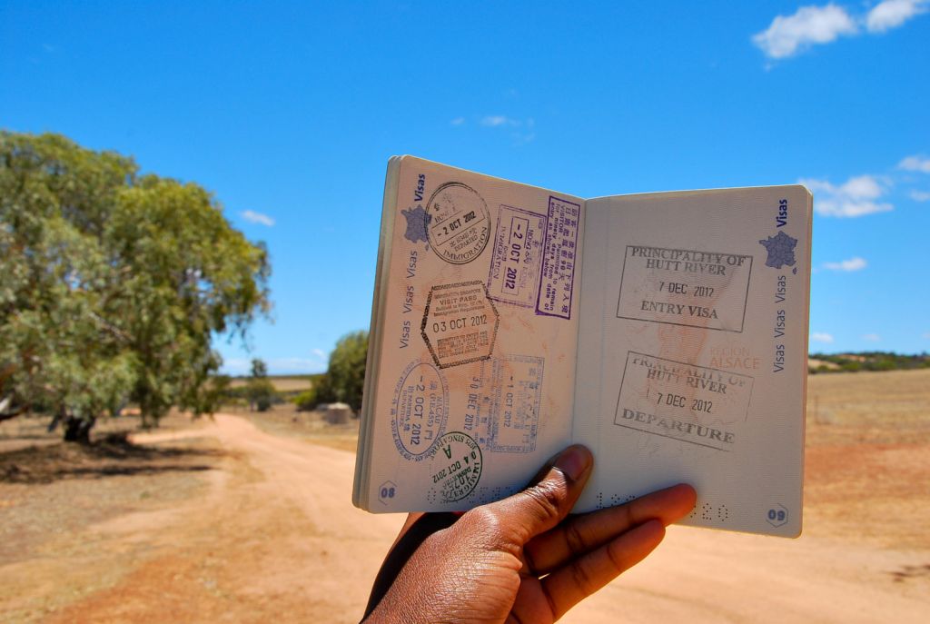 Passeport avec le tampon de Hutt River en Australie