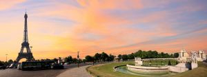 Tour eiffel et panorama de la ville de paris au coucher de soleil