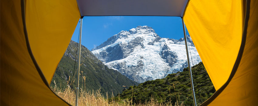 Réveil avec vue sur le Mount Cook en Nouvelle Zélande 